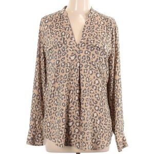A New Day Leopard Print Shirt with Front Pockets on Chest size Large